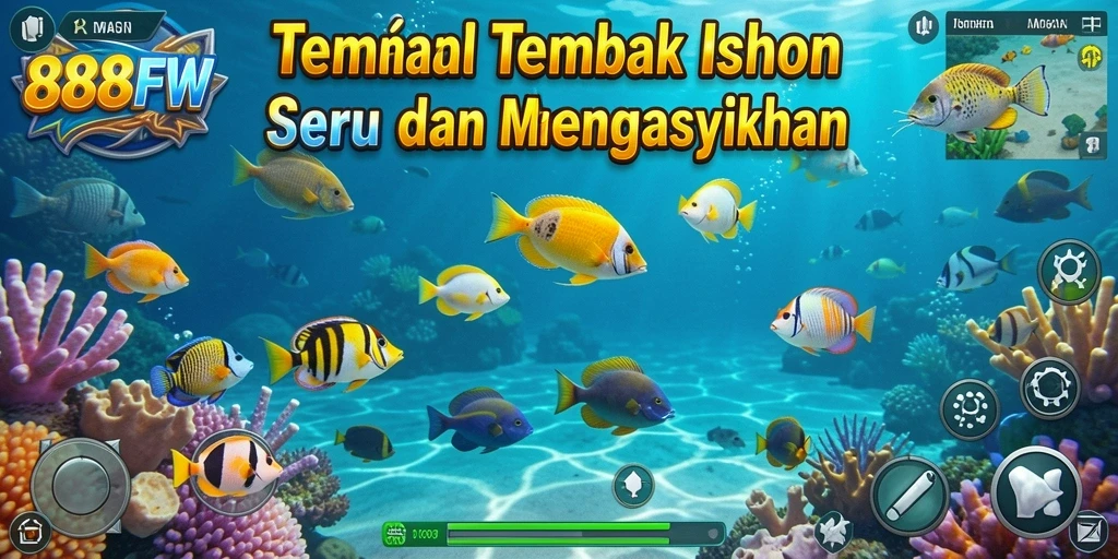Tangkapan layar menampilkan gameplay seru saat menembak ikan.