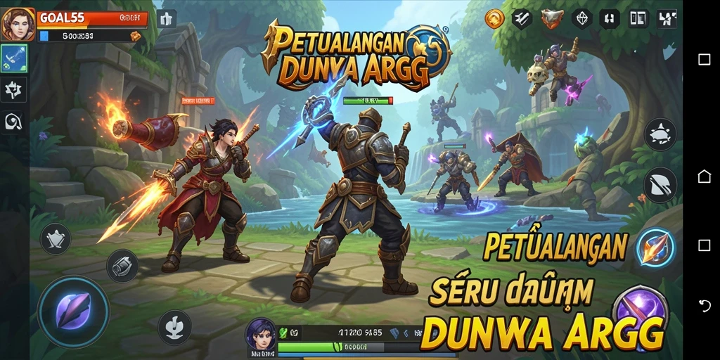 Screenshot gameplay GOAL55 yang menampilkan petualangan ARPG yang mendebarkan.