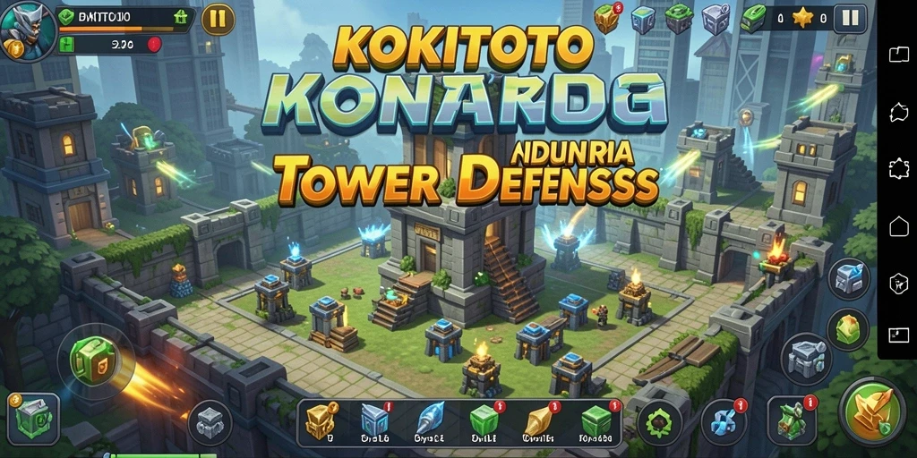 Screenshot gameplay KOKITOTO menampilkan suasana menegangkan Tower Defense.